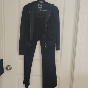 Victoria's Secret Plush & Lush Black Velour Tracksuit